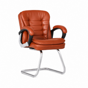 Premium Visitor Office Chair | Rich Brown Leather Finish AF030