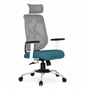 Modern Ergonomic Office Chair | Breathable Mesh Backrest with Headrest | Comfortable Fabric Seat AF032