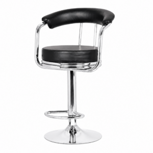 Modern Bar Stool – Stylish Design with Comfortable Cushioned Seat, Curved Backrest, Chrome Finish and Stable Round Base.  AF043